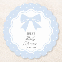 Classic Polka Dots Baby Blue Bow Boy Baby Dusche Untersetzer