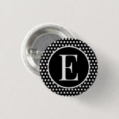 Classic Polka Dots Black Custom Anfangsbuchstaben Button (Vorne & Hinten)