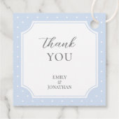 Classic Polka Dots Dusty Blue Bow Boy Baby Dusche Geschenkanhänger (Rückseite)