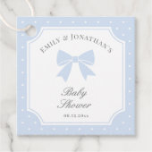 Classic Polka Dots Dusty Blue Bow Boy Baby Dusche Geschenkanhänger (Vorderseite)