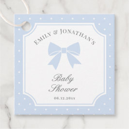Classic Polka Dots Dusty Blue Bow Boy Baby Dusche Geschenkanhänger