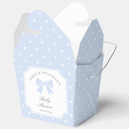 Classic Polka Dots Dusty Blue Bow Boy Baby Dusche Geschenkschachtel (Offen)