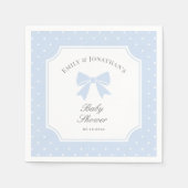 Classic Polka Dots Dusty Blue Bow Boy Baby Dusche Serviette (Vorderseite)