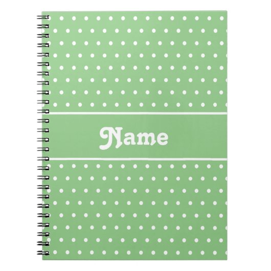 Classic Polka Dots Green und White Individuelle Na Notizblock (Vorderseite)
