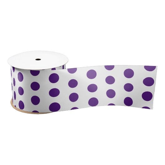 Classic Polka Dots Weiß und Dunkel Lila Satinband (Spule)