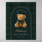 Classic Polo Check Teddy Bear Baby Shower Welcome Poster (Vorne)