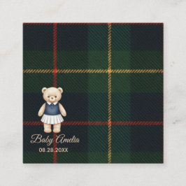 Classic Polo Teddy Bear Preppy Plaid Baby Shower  Begleitkarte