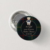 Classic Polo Teddy Bear Preppy Plaid Baby Shower  Button (Vorne & Hinten)