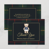Classic Polo Teddy Bear Preppy Plaid Baby Shower  Dankeskarte (Vorne/Hinten)