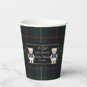Classic Polo Teddy Bear Preppy Plaid Baby Shower  Pappbecher (Vorderseite)