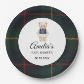 Classic Polo Teddy Bear Preppy Plaid Baby Shower  Pappteller (Vorderseite)