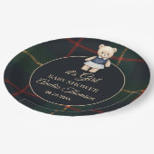 Classic Polo Teddy Bear Preppy Plaid Baby Shower  Pappteller (Schrägansicht)