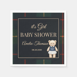 Classic Polo Teddy Bear Preppy Plaid Baby Shower  Serviette
