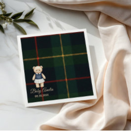 Classic Polo Teddy Bear Preppy Plaid Baby Shower  Serviette