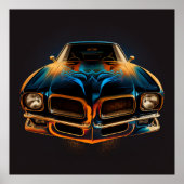 Classic Pontiac Firebird in Silhouette w/dark bg Poster (Vorne)
