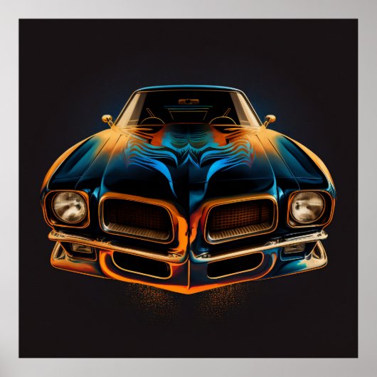Classic Pontiac Firebird in Silhouette w/dark bg Poster (Vorne)