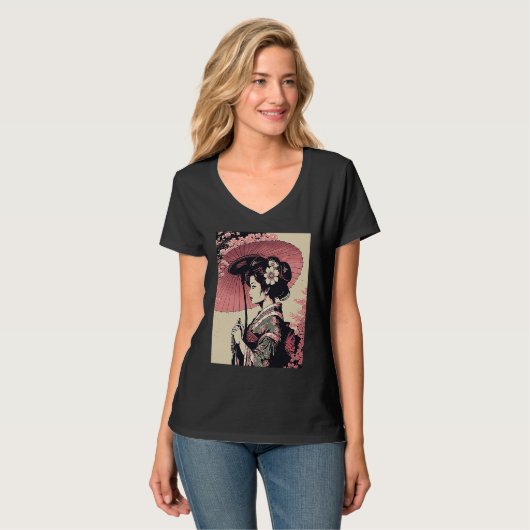 Classic Portrait Geisha T-Shirt (Vorderseite Vollansicht)