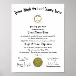 Classic portrait High School Diploma  Poster