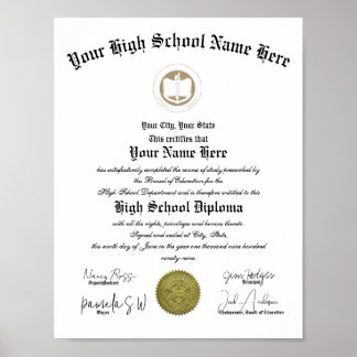 Classic portrait High School Diploma  Poster