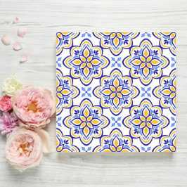Classic Portuguese Blue and Gold Mediterranean Flo Fliese