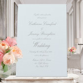 Classic Powder Blue Linen Hochzeitsskript Einladung