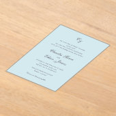 Classic Powder Blue Monogram Elegant Wedding Acryleinladungen (Ablage )