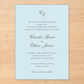 Classic Powder Blue Monogram Elegant Wedding Acryleinladungen (Vorderseite)