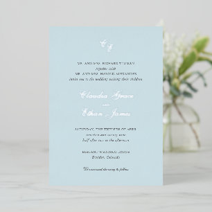 Classic Powder Blue Monogram Elegant Wedding Folieneinladung