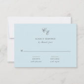 Classic Powder Blue Monogram Elegant Wedding RSVP Karte (Vorderseite)