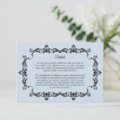 Classic Powder Blue Ornately Framed Wedding Begleitkarte (Stehend Vorderseite)