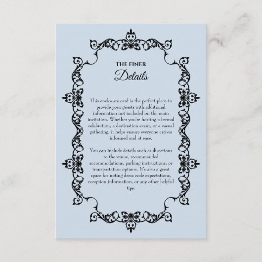 Classic Powder Blue Ornately Framed Wedding Begleitkarte (Vorderseite)