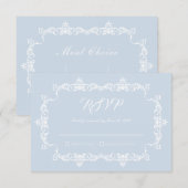 Classic Powder Blue Ornately Framed Wedding RSVP Karte (Vorne/Hinten)