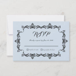 Classic Powder Blue Ornately Framed Wedding RSVP Karte