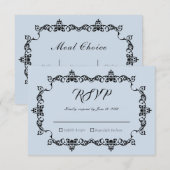 Classic Powder Blue Ornately Framed Wedding RSVP Karte (Vorne/Hinten)