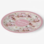 Classic powder pink and gold floral paper plates pappteller (Schrägansicht)