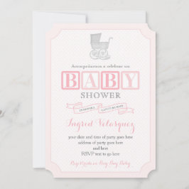 Classic Pram Girl Baby Dusche lädt Sie ein, Spanis Einladung