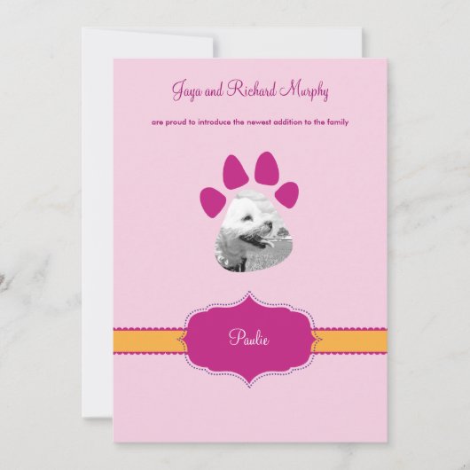 "Classic Prep" New Puppy / Cat Announcement Girl Ankündigung (Vorderseite)