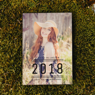 Classic Preppy Abschluss Foto Einladung   Schwarz