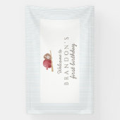 Classic Preppy Baseball First Birthday Party Banner (Vertikal)