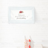 Classic Preppy Baseball First Birthday Party Banner (InSitu)