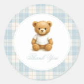Classic Preppy Bear Baby Dusche Vielen Dank Runder Aufkleber (Vorderseite)
