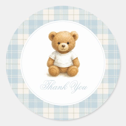 Classic Preppy Bear Baby Dusche Vielen Dank Runder Aufkleber (Vorderseite)