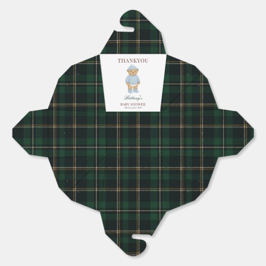 Classic Preppy Bear Designer Plaid Baby Shower Geschenkschachtel (Ungeklappt)
