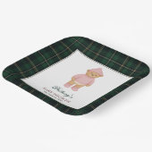 Classic Preppy Bear Designer Plaid Baby Shower Pappteller (Gewinkelt)