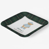 Classic Preppy Bear Designer Plaid Baby Shower Pappteller (Gewinkelt)