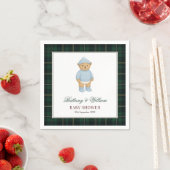 Classic Preppy Bear Designer Plaid Baby Shower Serviette (Beispiel)