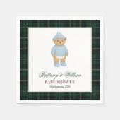Classic Preppy Bear Designer Plaid Baby Shower Serviette (Vorderseite)