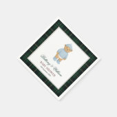 Classic Preppy Bear Designer Plaid Baby Shower Serviette (Ecke)