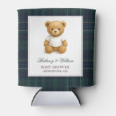 Classic Preppy Bear Green Kariert Baby Dusche Dosenkühler (Vorderseite)