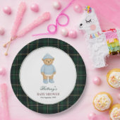 Classic Preppy Bear Tartan Baby Shower Pappteller (Party)